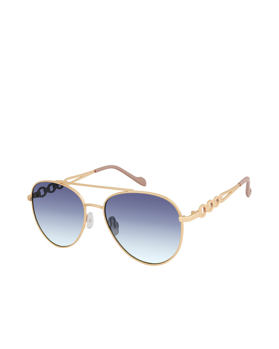 Jessica Simpson Classic Aviator with Link Detail in Gold & Nude