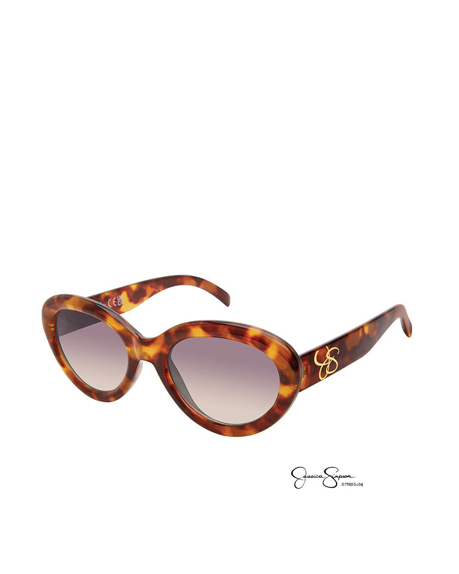 Jessica Simpson Round Cat Eye Sunglasses in Tortoise