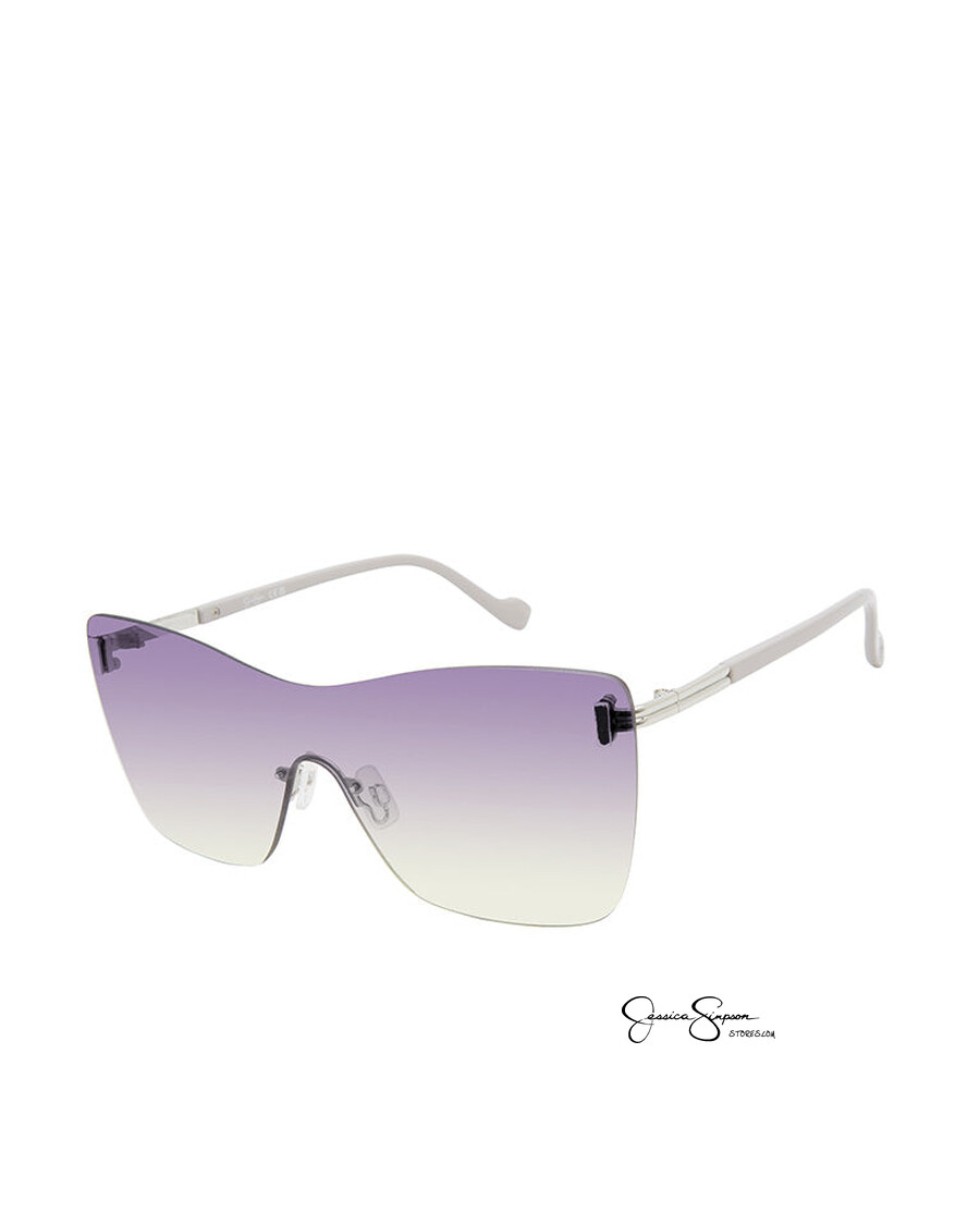 Jessica Simpson Glamorous Frameless Shield Sunglasses in Silver & Grey