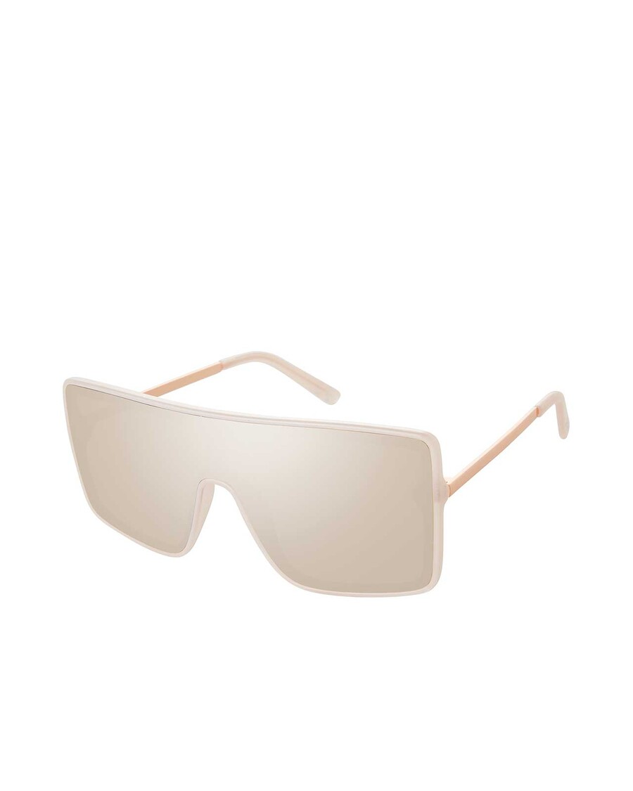 Jessica Simpson Square Shield Metal Temple Sunglasses in Rose Gold