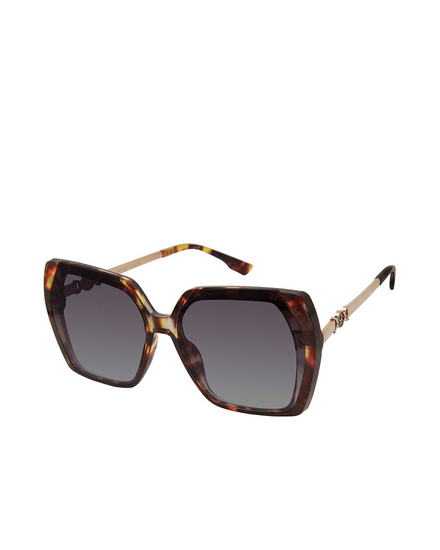 Jessica Simpson Geometric Metal Temple Sunglasses in Tortoise