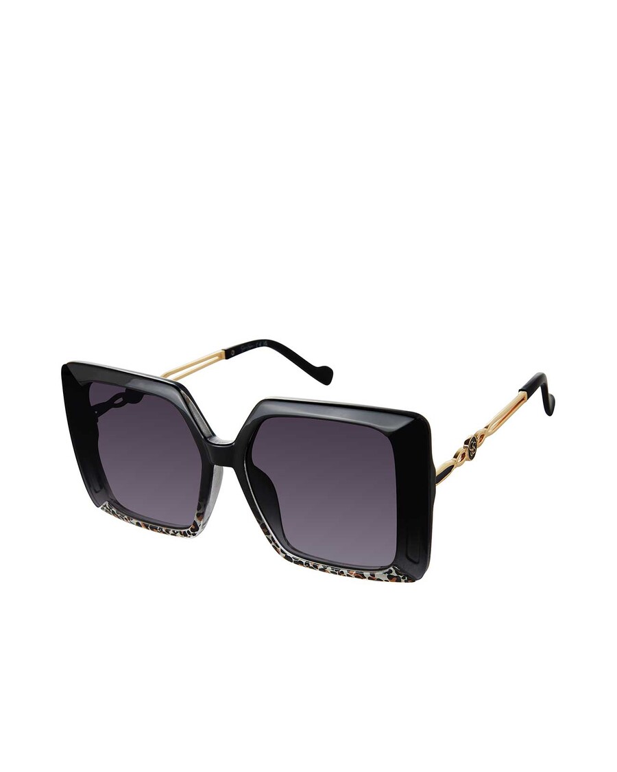 Jessica Simpson Glamorous Square Metal Temple Sunglasses in Black