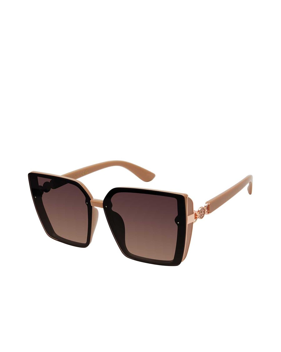 Jessica Simpson Square Side Shield Cat Eye Sunglasses in Nude