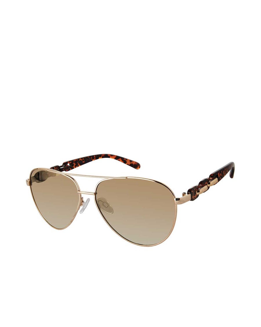 Jessica Simpson Metal Aviator Pilot Sunglasses in Gold & Leopard