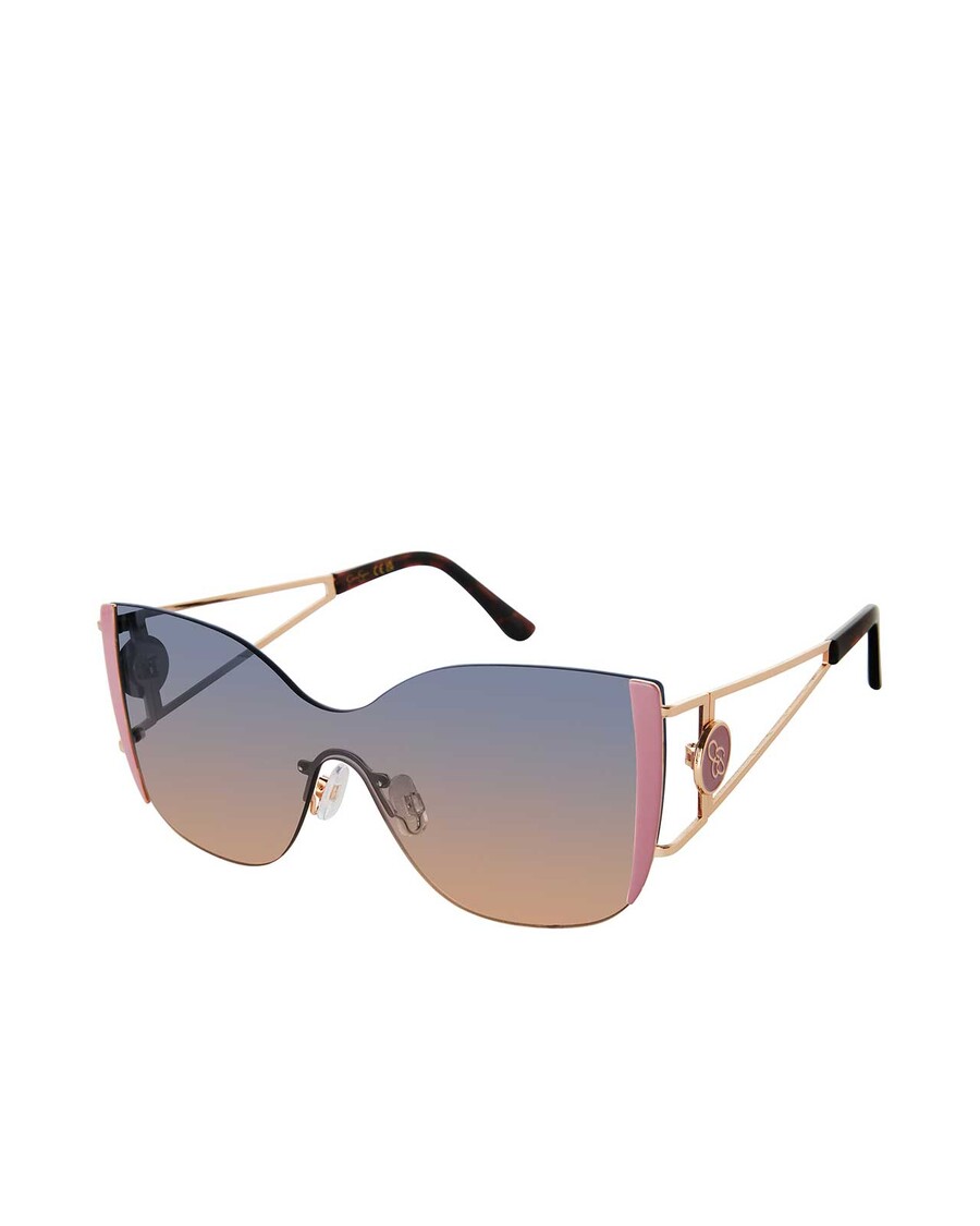 Jessica Simpson Metal Cat Eye Shield Sunglasses in Gold & Rose