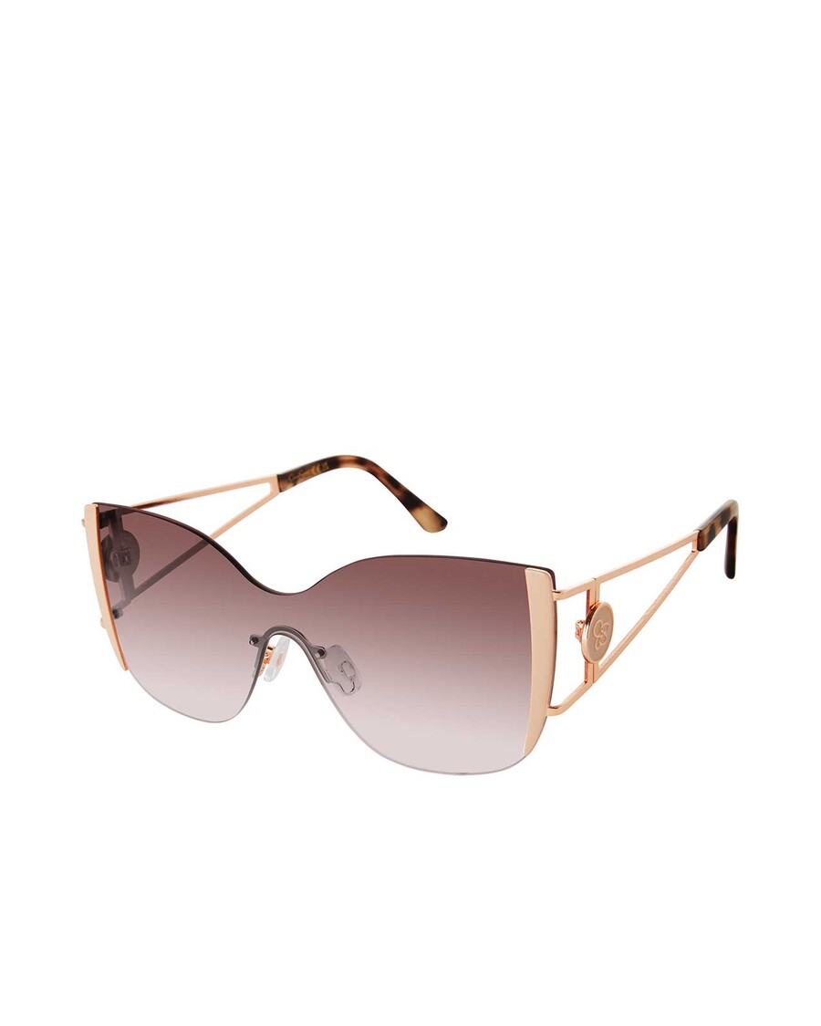 Jessica Simpson Metal Cat Eye Shield Sunglasses in Rose Gold