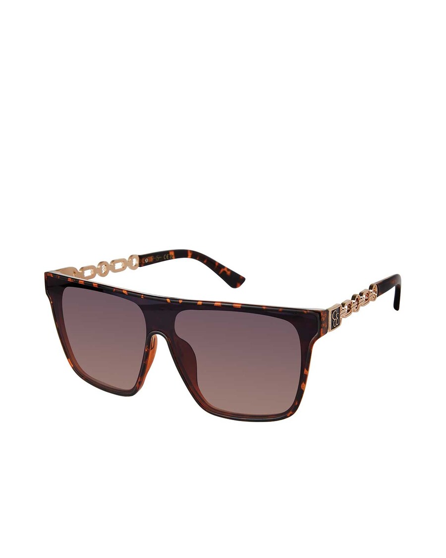 Jessica Simpson Metal Square Shield Sunglasses in Tortoise