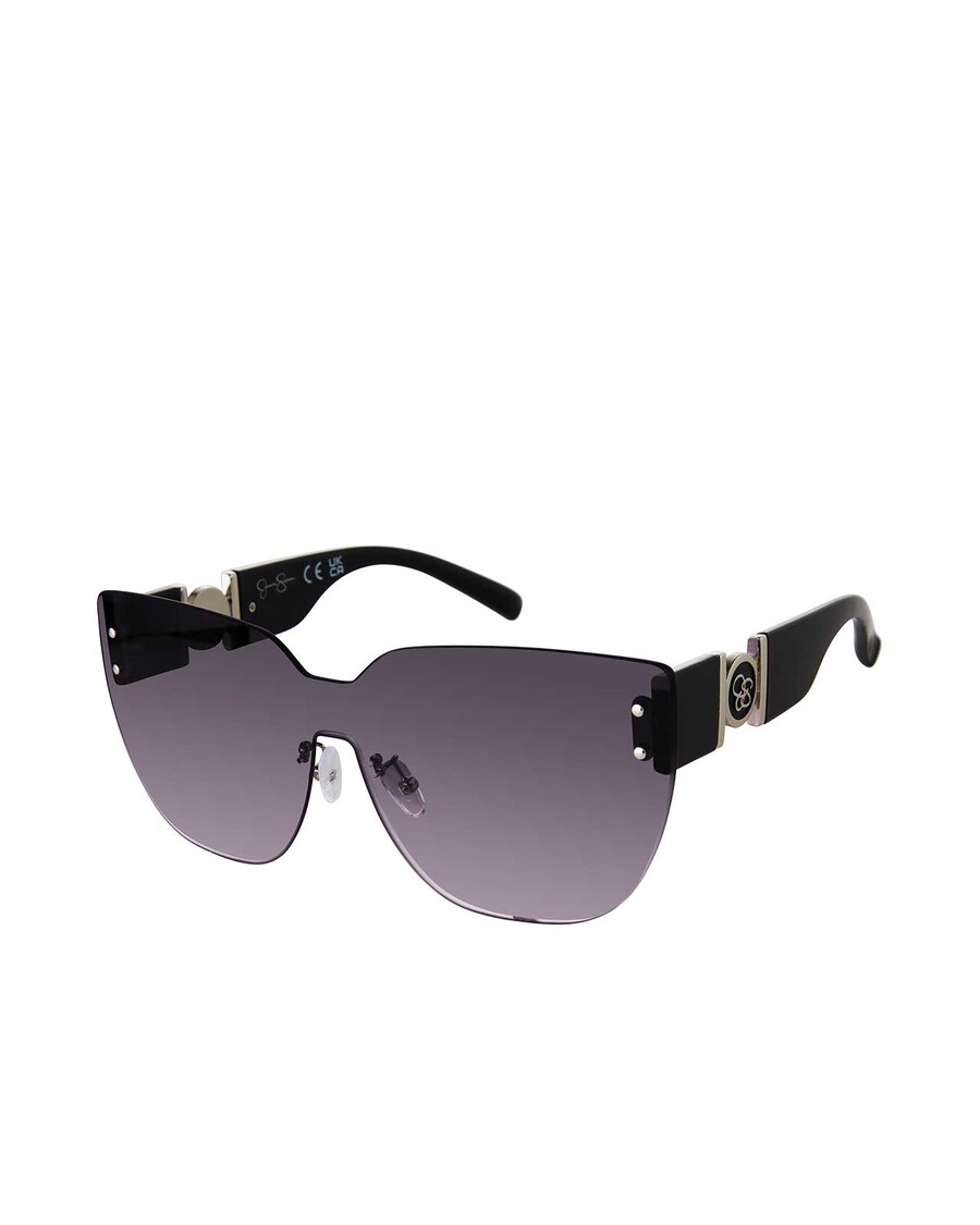 Jessica Simpson Rimless Cat Eye Shield Sunglasses in Black