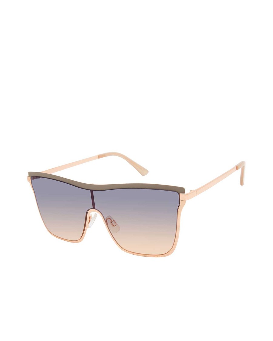 Jessica Simpson Chic Metal Square Shield Sunglasses in Nude & Rose Gold