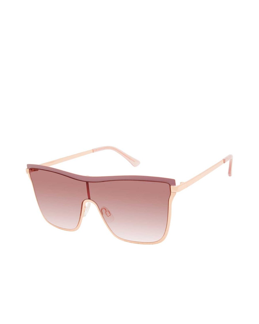 Jessica Simpson Chic Metal Square Shield Sunglasses in Rose Gold & Rose