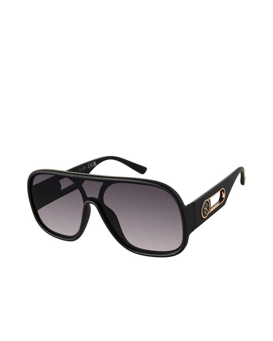 Jessica Simpson Modern Shield Aviator Sunglasses in Matte Black