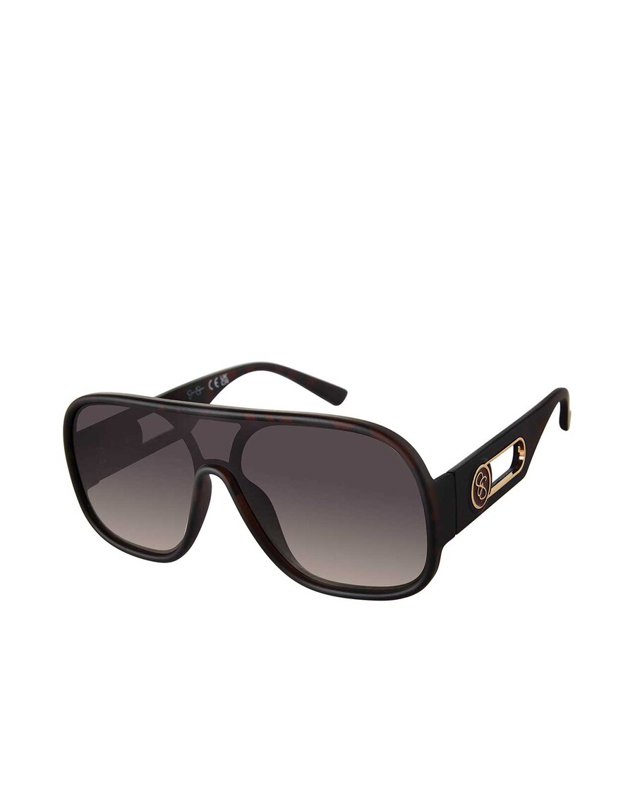 Jessica Simpson Modern Shield Aviator Sunglasses in Matte Tortoise