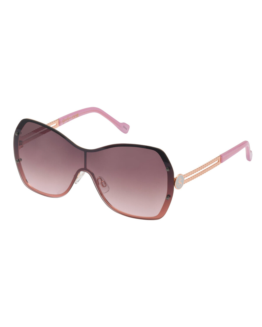 Jessica Simpson Frameless Metal Shield Sunglasses in Rose Gold & Rose