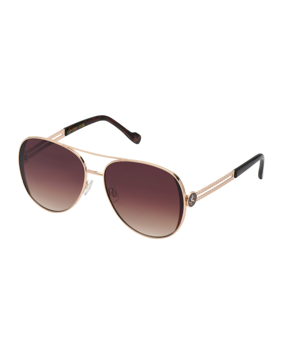 Jessica Simpson Stylish Metal Aviator Sunglasses in Gold & Tortoise