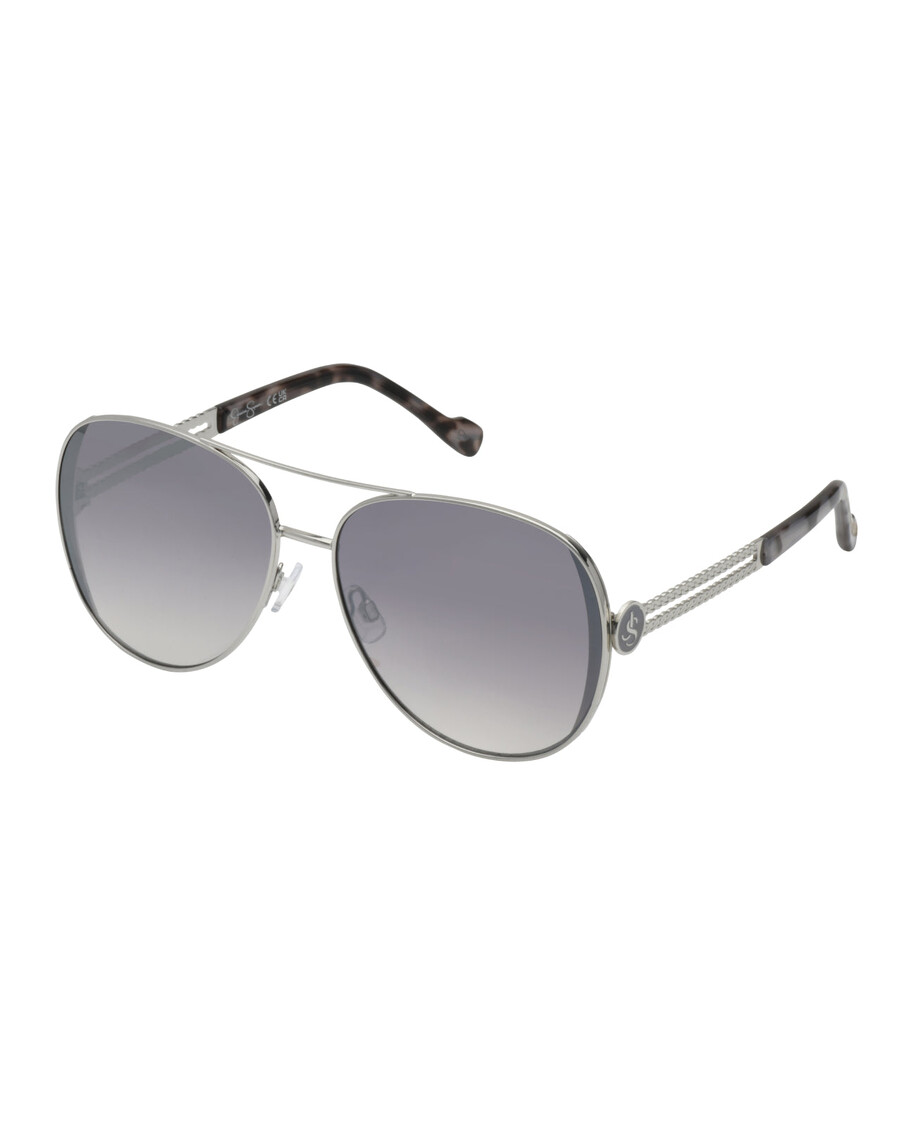 Jessica Simpson Stylish Metal Aviator Sunglasses in Silver & Tortoise