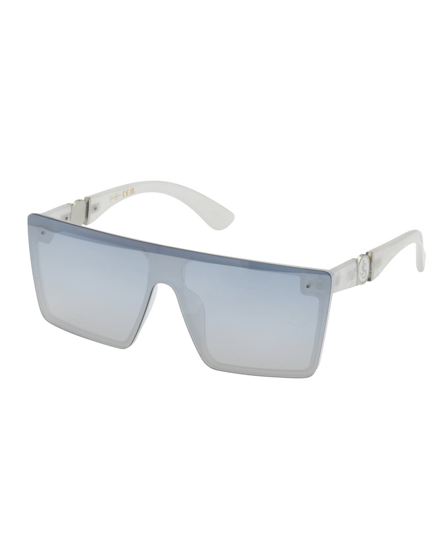 Jessica Simpson Oversized Square Shield Sunglasses in White Marble