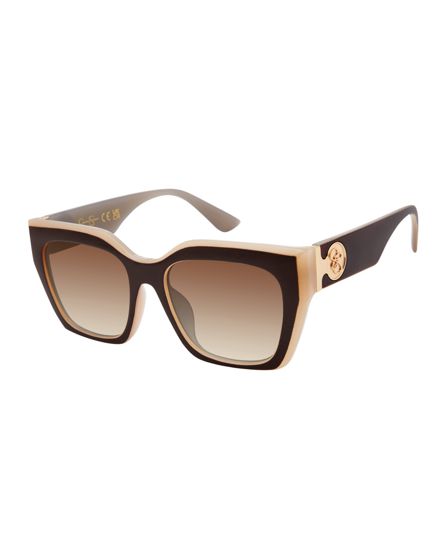 Jessica Simpson Retro Two Tone Cat Eye Sunglasses in Brown & Nude