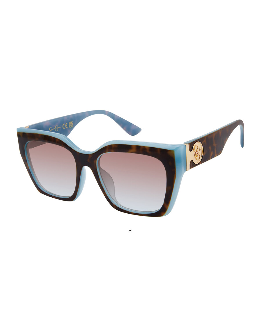 Jessica Simpson Retro Two Tone Cat Eye Sunglasses in Tortoise & Blue