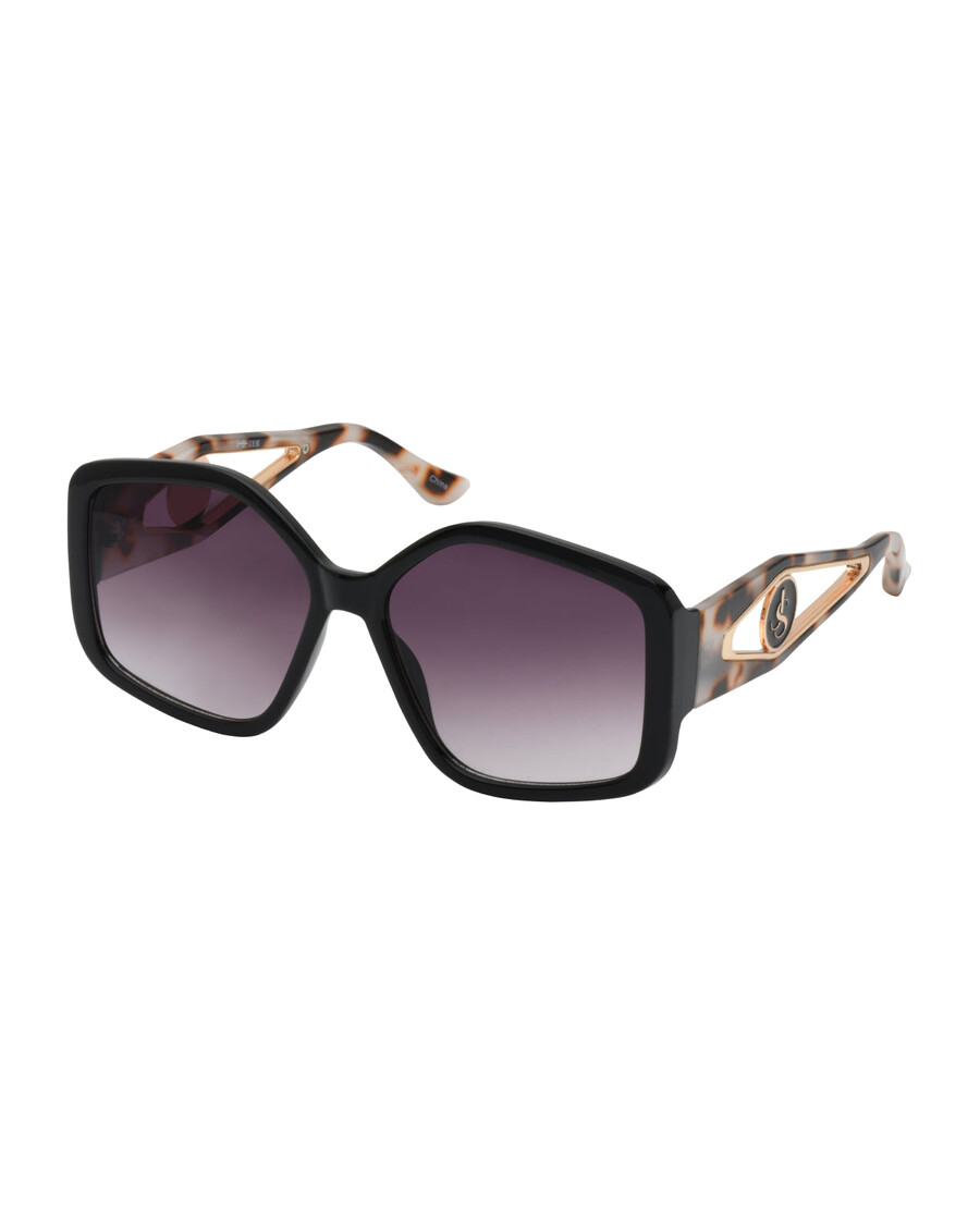 Jessica Simpson Oversized Geometric Sunglasses in Black & Tortoise