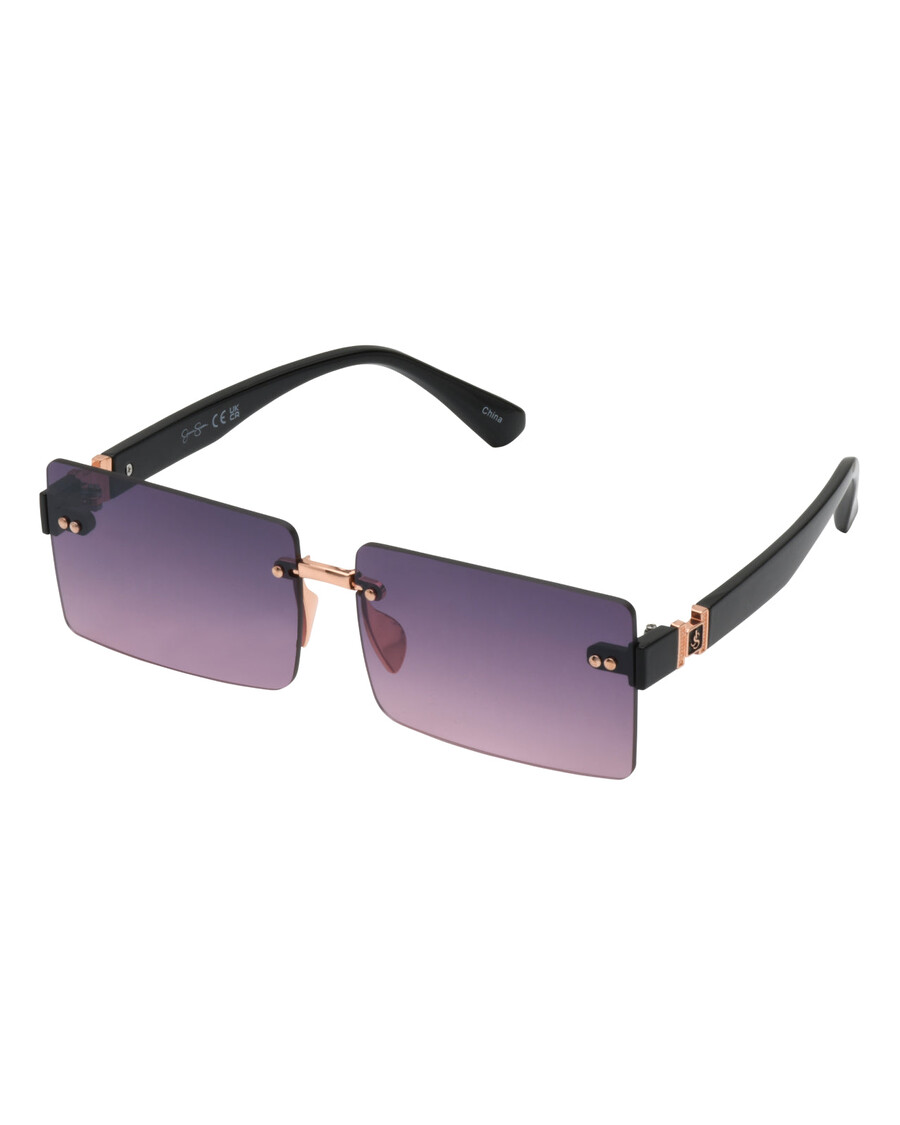 Jessica Simpson Sleek Rectangular Metal Sunglasses in Rose Gold & Black