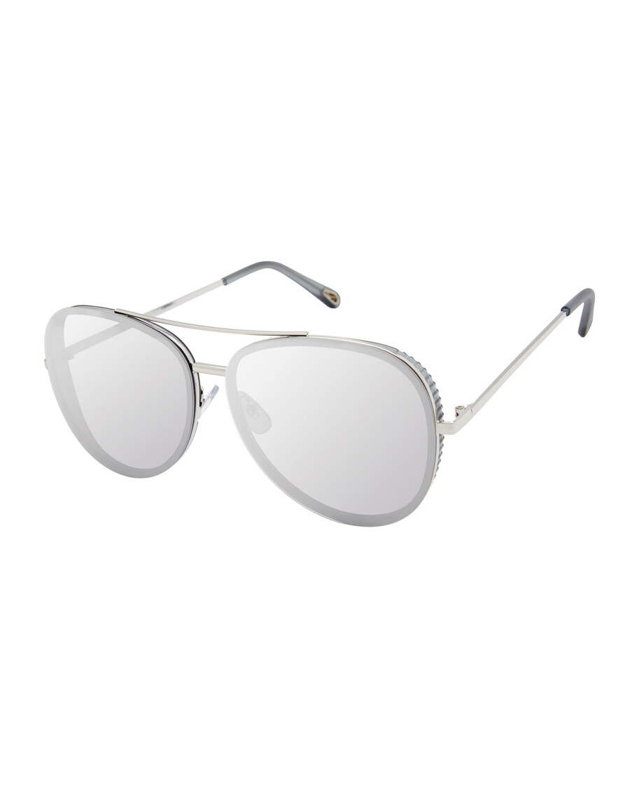 Jessica Simpson Glam Aviator Pilot Sunglasses in Silver & Grey