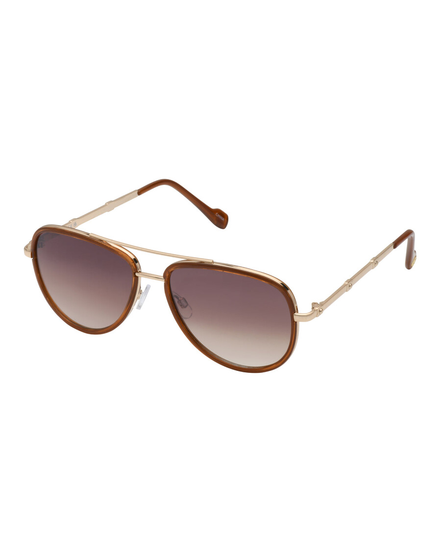 Jessica Simpson Modern Metal Aviator Sunglasses in Gold & Brown