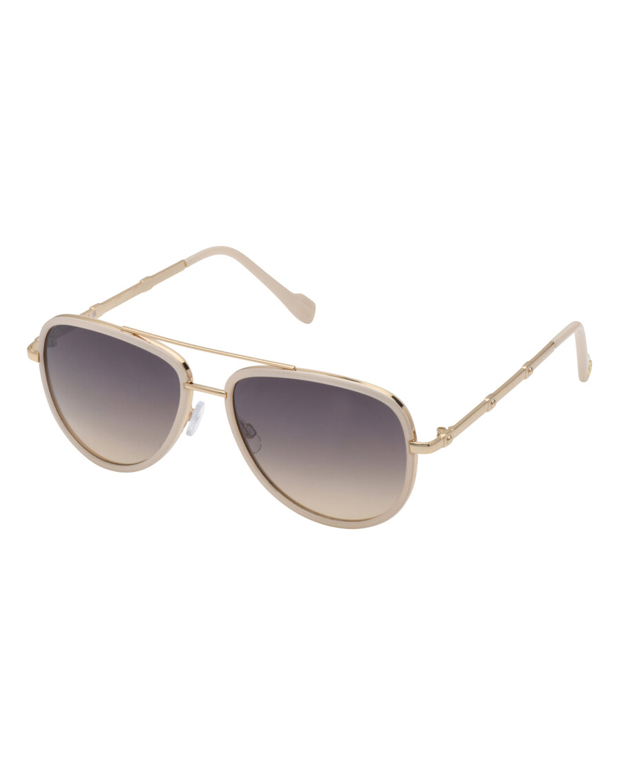 Jessica Simpson Modern Metal Aviator Sunglasses in Gold & Cream