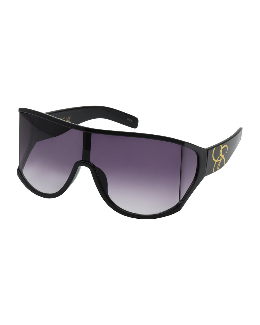 Jessica Simpson Oversized Square Wrap Shield Sunglasses in Black