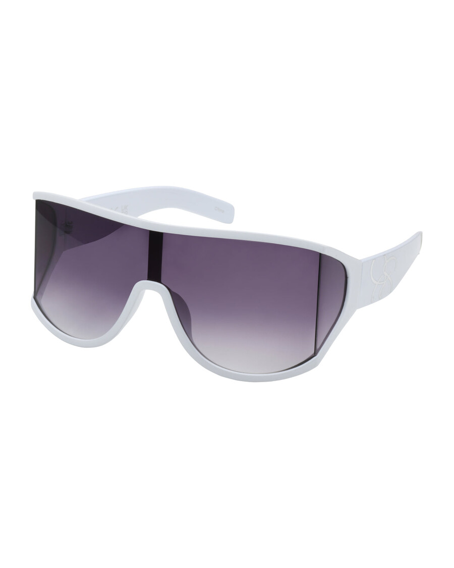 Jessica Simpson Oversized Square Wrap Shield Sunglasses in White