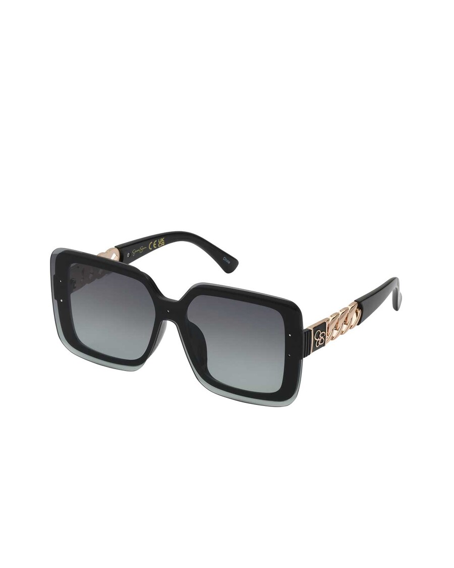 Jessica Simpson Glamorous Square Shield Sunglasses in Black