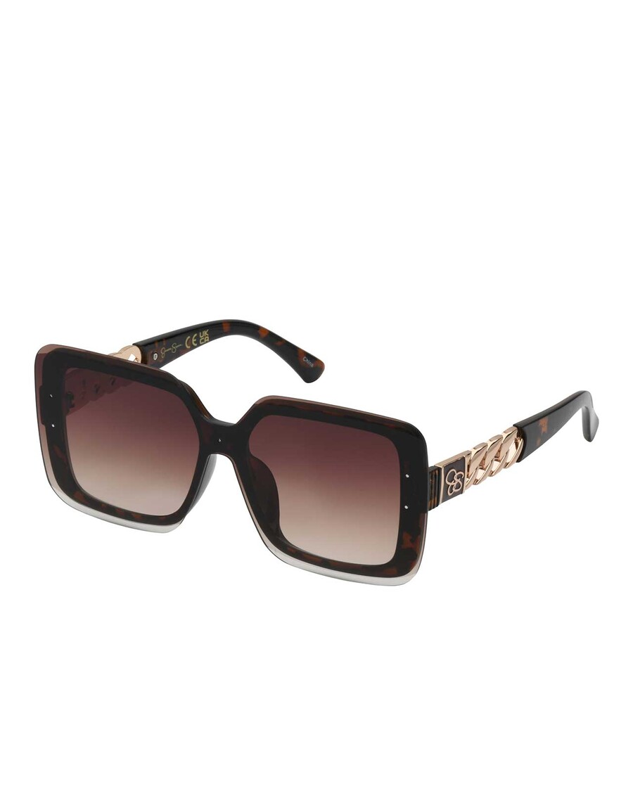 Jessica Simpson Glamorous Square Shield Sunglasses in Tortoise