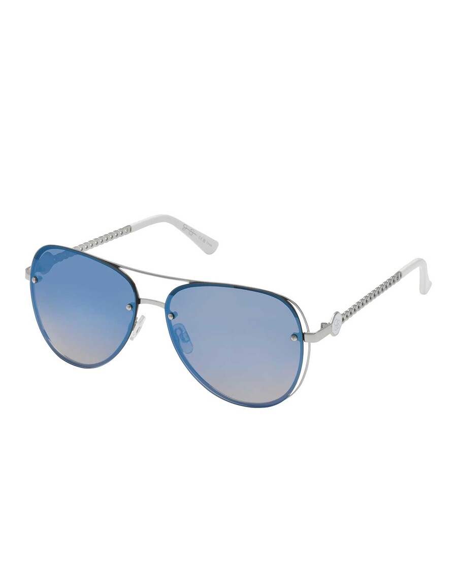 Jessica Simpson Chic Aviator Pilot Sunglasses in Silver & White