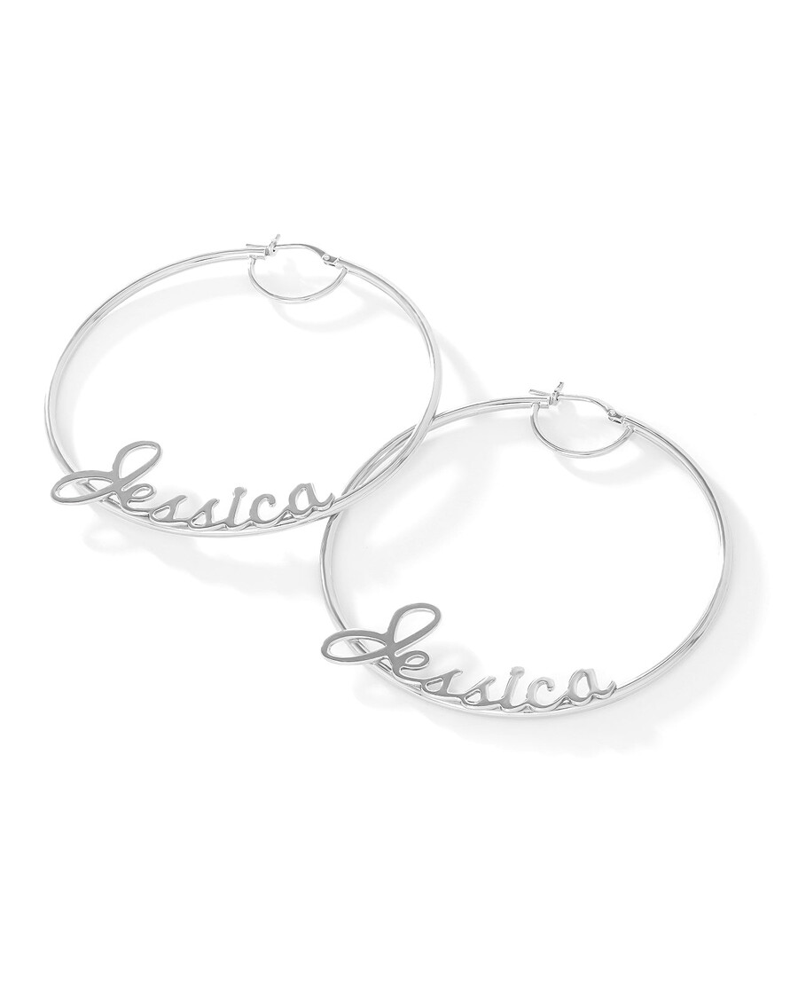 Jessica Simpson Personalized Hoop Earrings in Sterling Silver