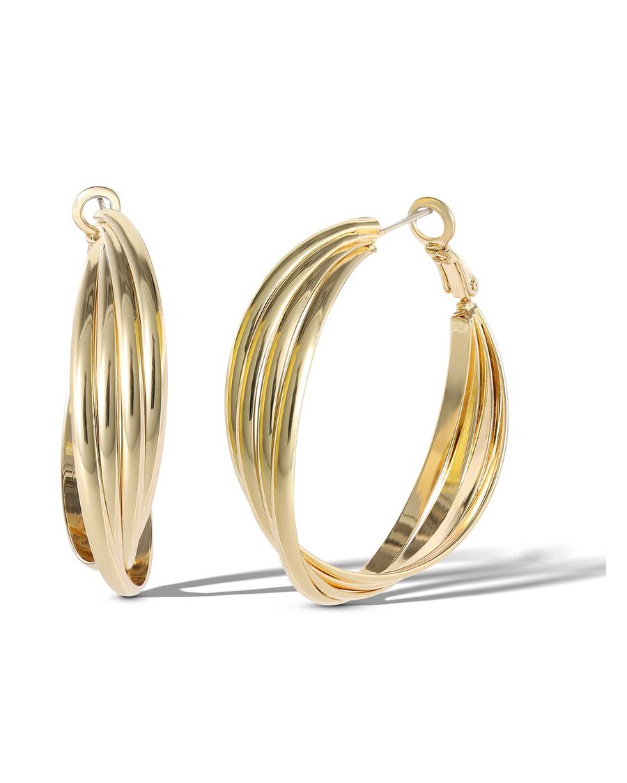 Jessica Simpson Twisted Layered Hoop Earrings in Gold