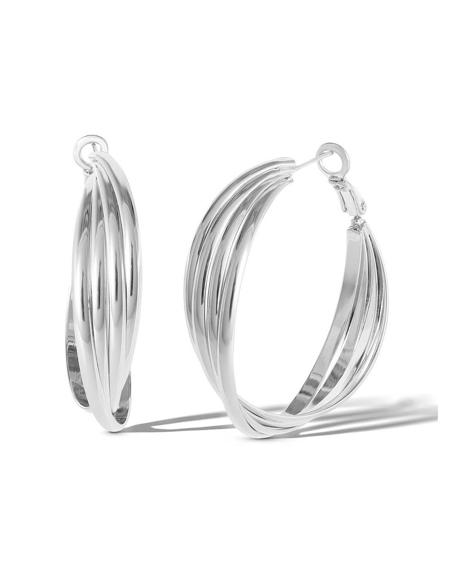 Jessica Simpson Twisted Layered Hoop Earrings in Silver