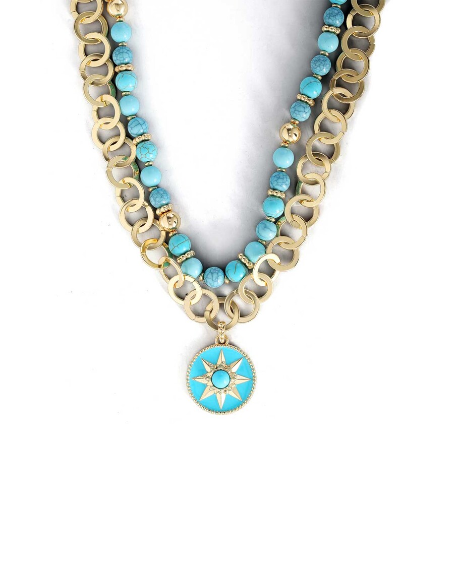 Jessica Simpson Layered Necklace with Turquoise Beads