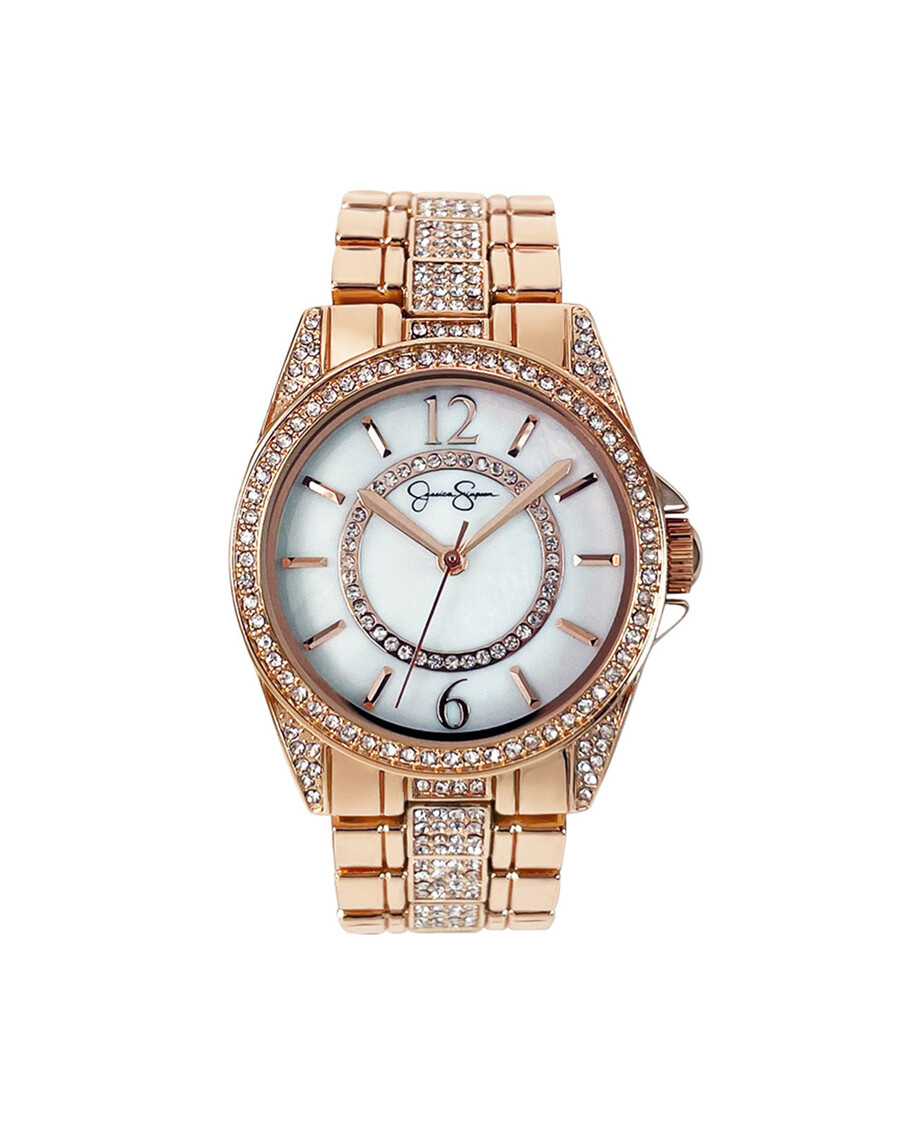 Jessica Simpson Rose Tone Crystal Bracelet Watch