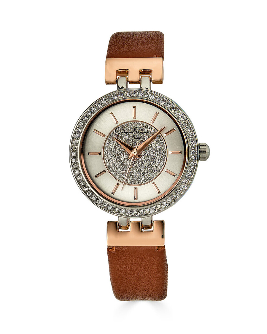 Jessica Simpson Two Tone Rose Pave Crystal Watch