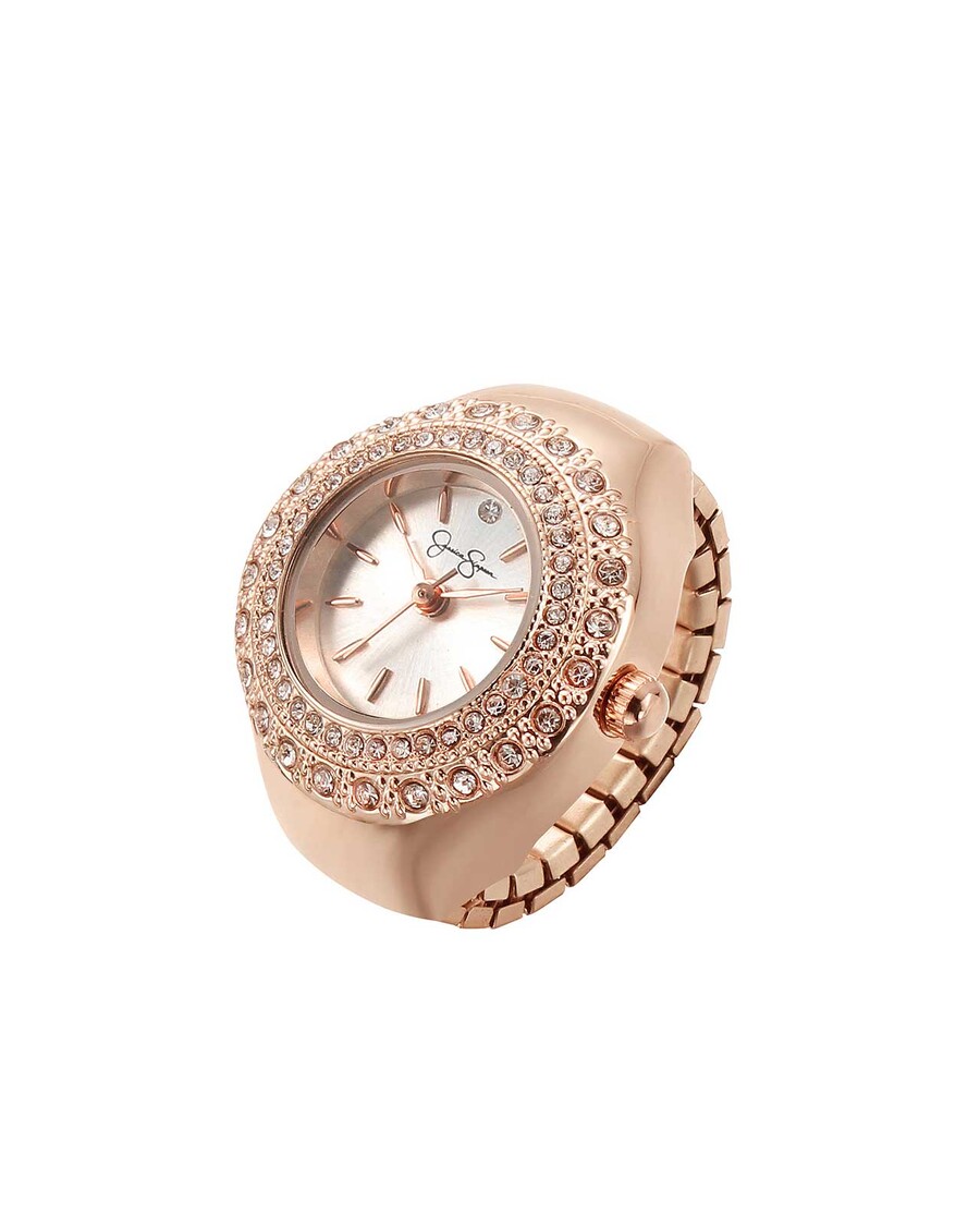 Jessica Simpson Crystal Ring Watch in Rose Gold