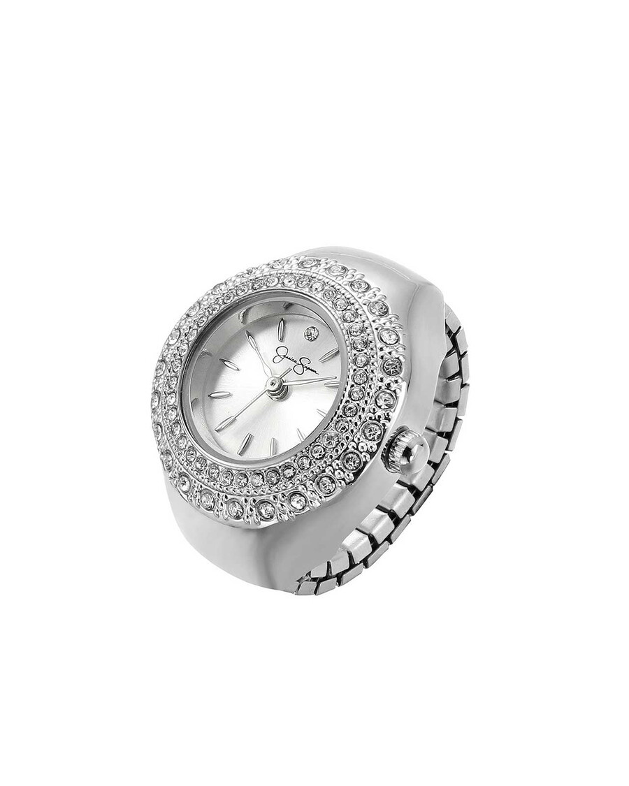 Jessica Simpson Crystal Ring Watch in Silver