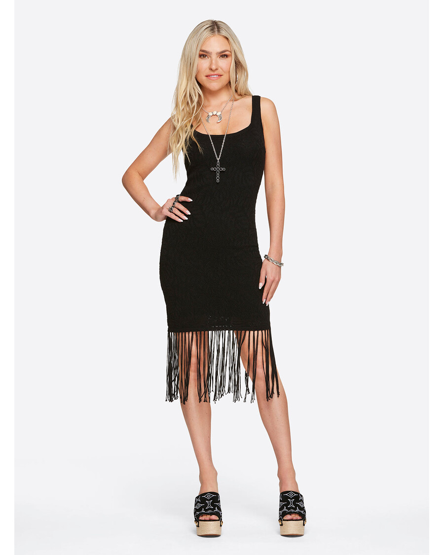 Jessica Simpson Sage Fringe Dress in Black