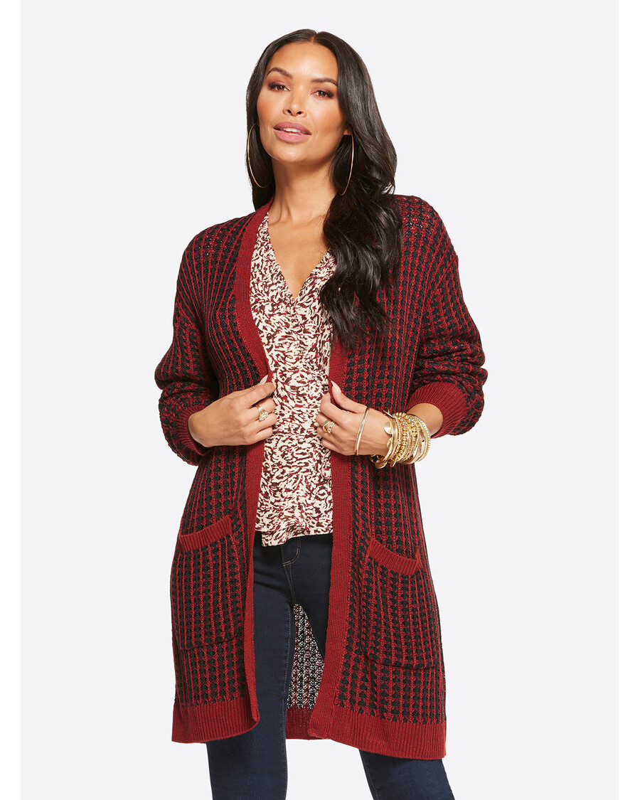 Jessica Simpson Sterling Cardigan in Syrah and Black