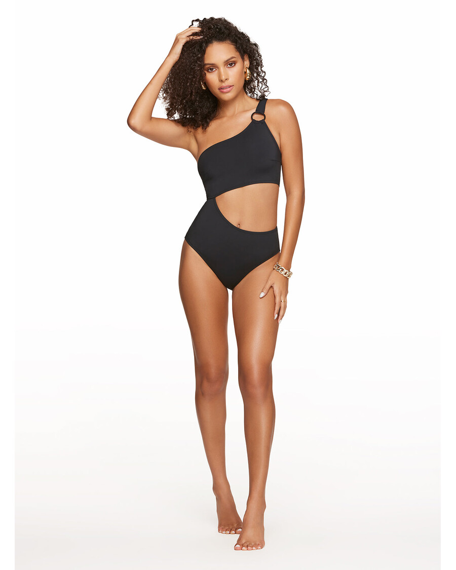 Jessica Simpson Solid Cut Out One Piece in Black