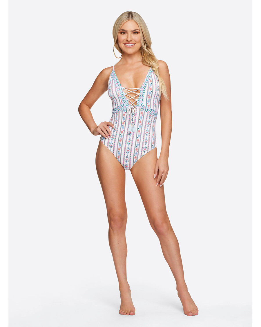 Jessica Simpson Lace Front One Piece in Sun Salutation