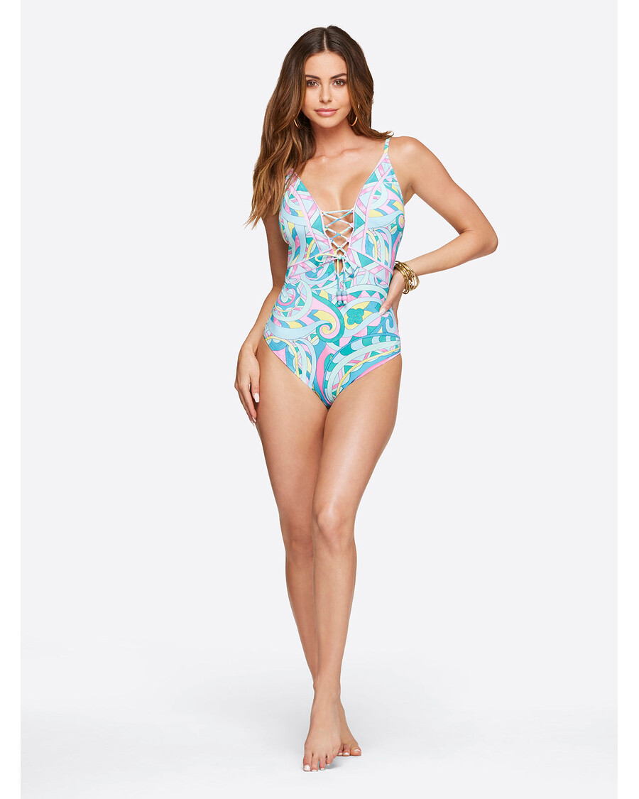 Jessica Simpson Lace Front One Piece in Paisley Party