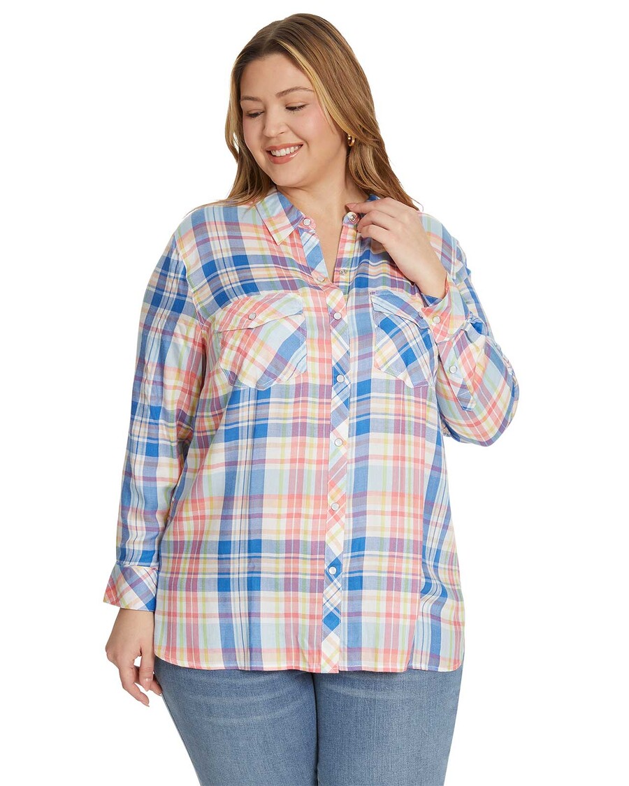 Jessica Simpson Petunia Shirt in Aurora Plaid