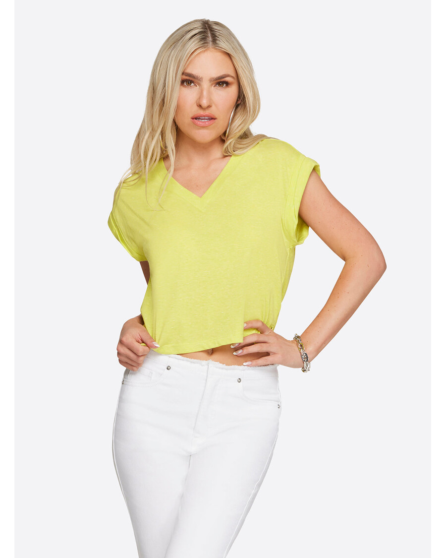 Jessica Simpson Hester Crop Tee in Limeade