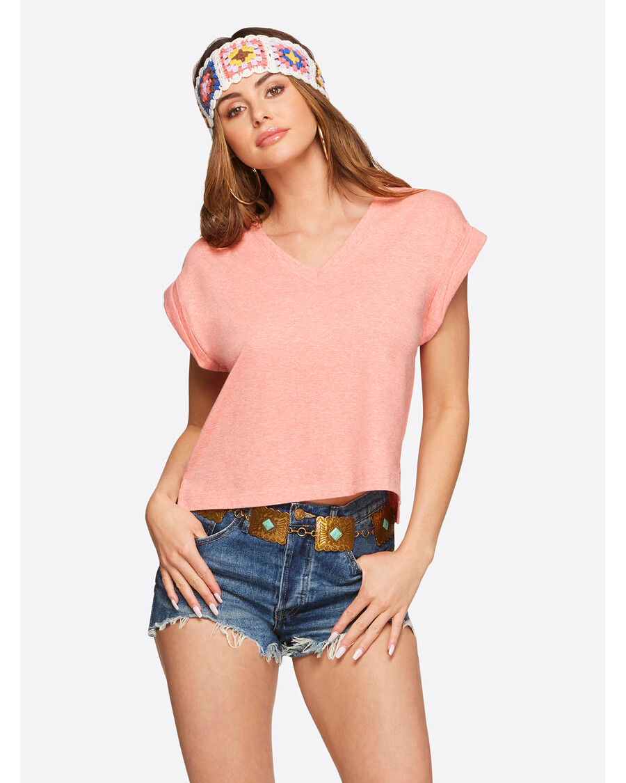 Jessica Simpson Hester Crop Tee in Shell Pink