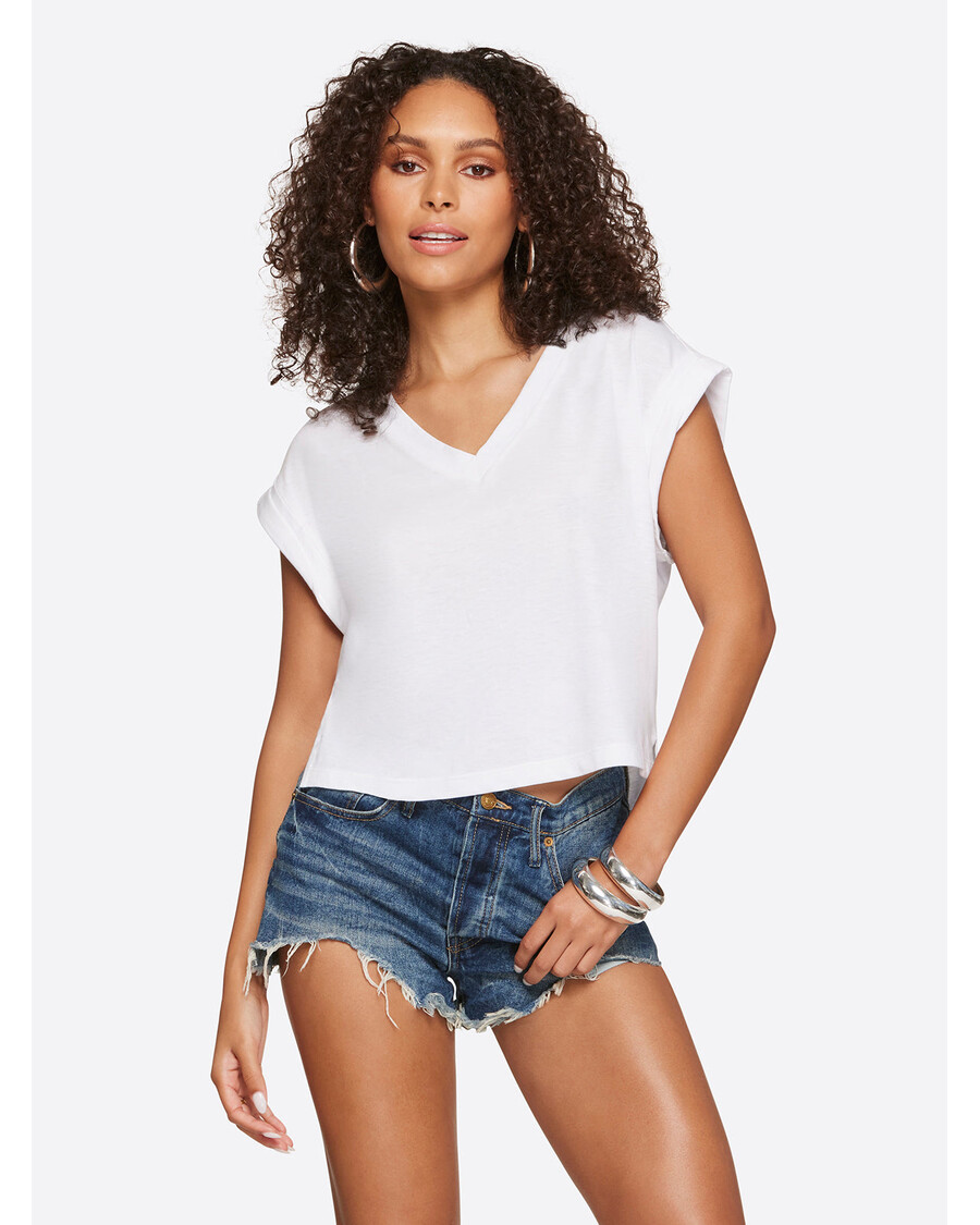 Jessica Simpson Hester Crop Tee in Snow White