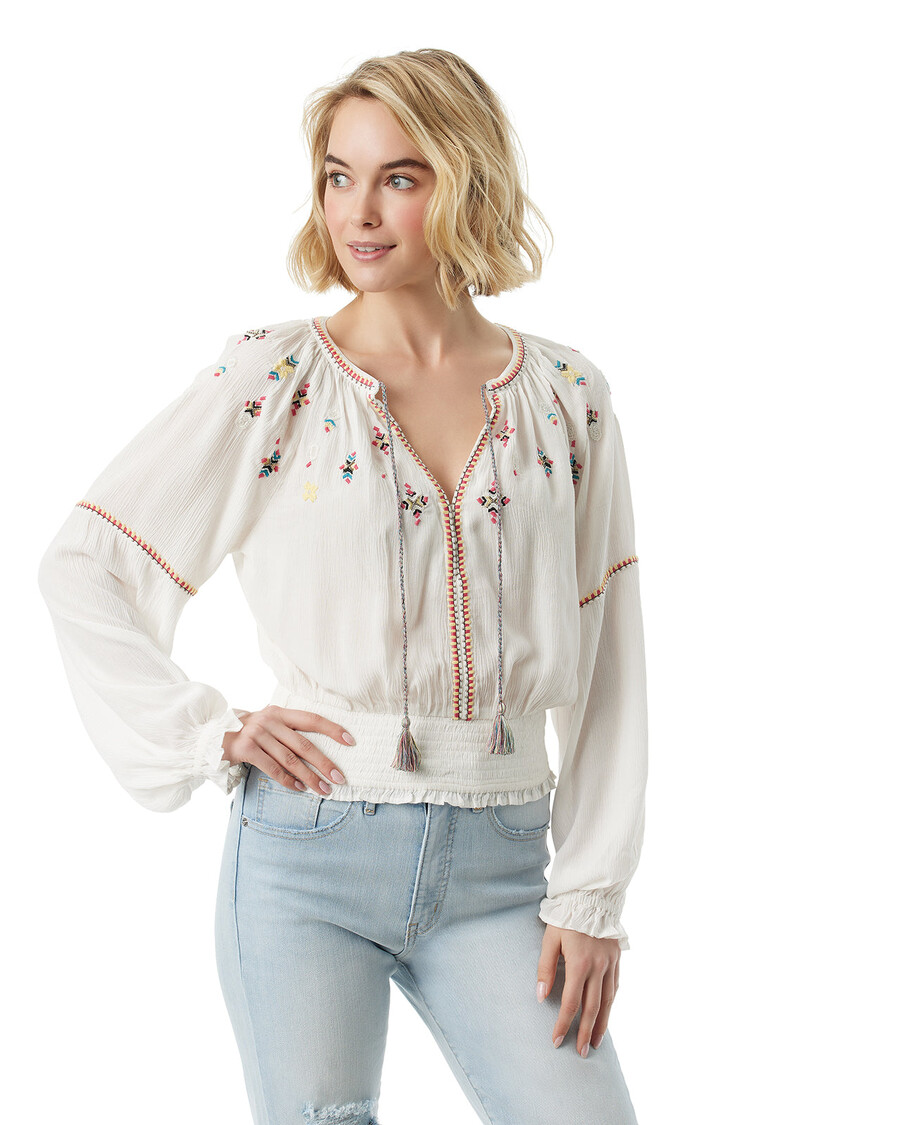 Jessica Simpson Tanuka Embellished Top in Gardenia